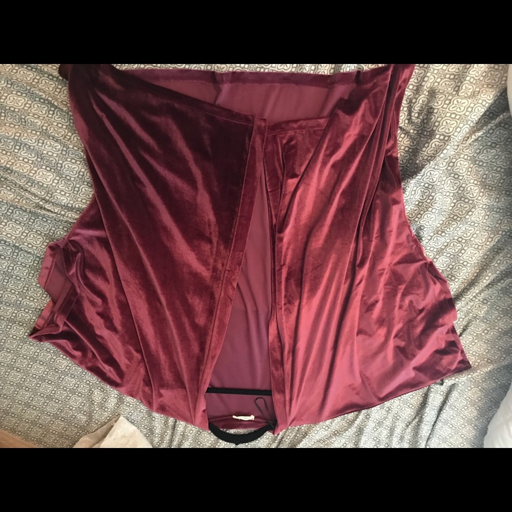Maroon velvet kimono